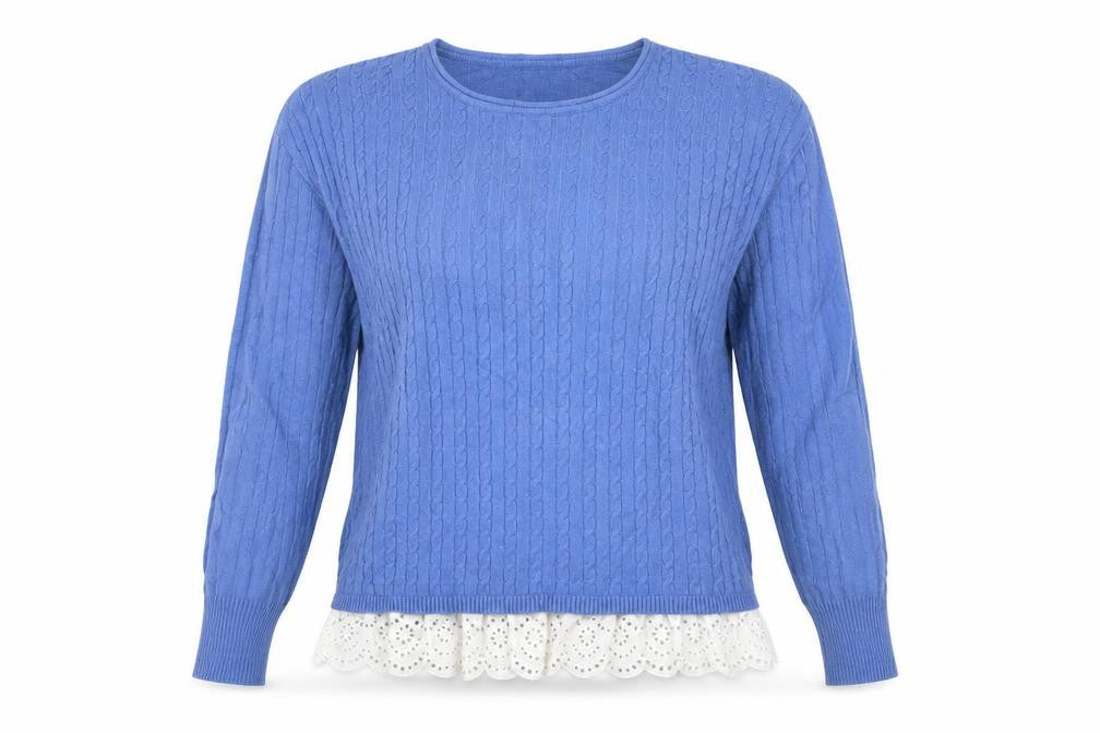 Tiramisu Womens Blue Crew Neck  Viscose Pullover Jumper Size S