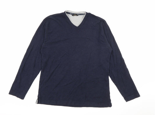 Marks and Spencer Mens Blue V-Neck  Viscose Pullover Jumper Size S