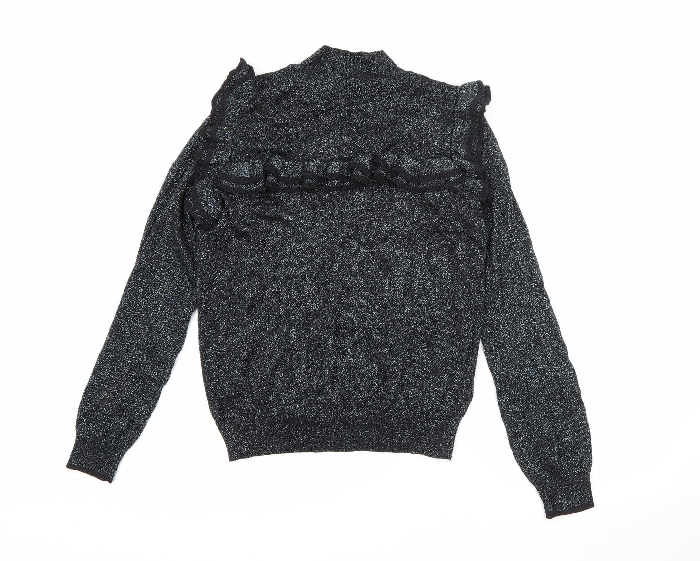 Marks and Spencer Womens Silver High Neck  Viscose Pullover Jumper Size 12   - Sparkle