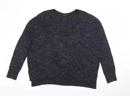 Preloved Mango Womens Grey V-Neck  Polyester Pullover Jumper Size L - Front