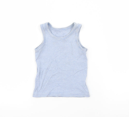 F&F Boys Blue Striped Cotton Pullover Tank Size 3-4 Years Round Neck
