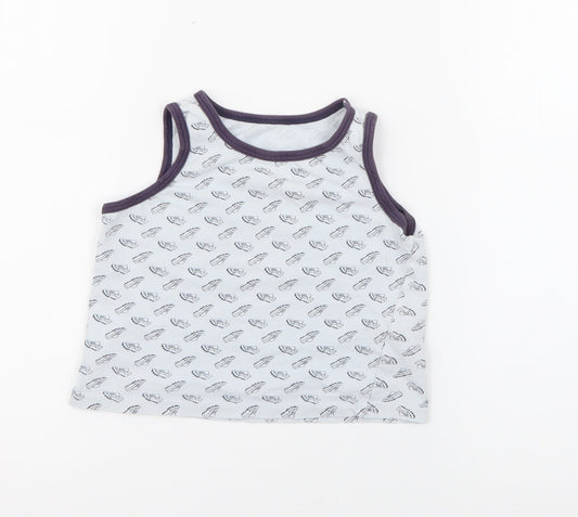 Primark Boys Blue Geometric Cotton Pullover Tank Size 5-6 Years Crew Neck  - Football