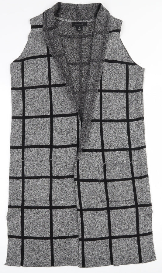 Atmosphere Womens Grey V-Neck Geometric Cotton Cardigan Jumper Size S