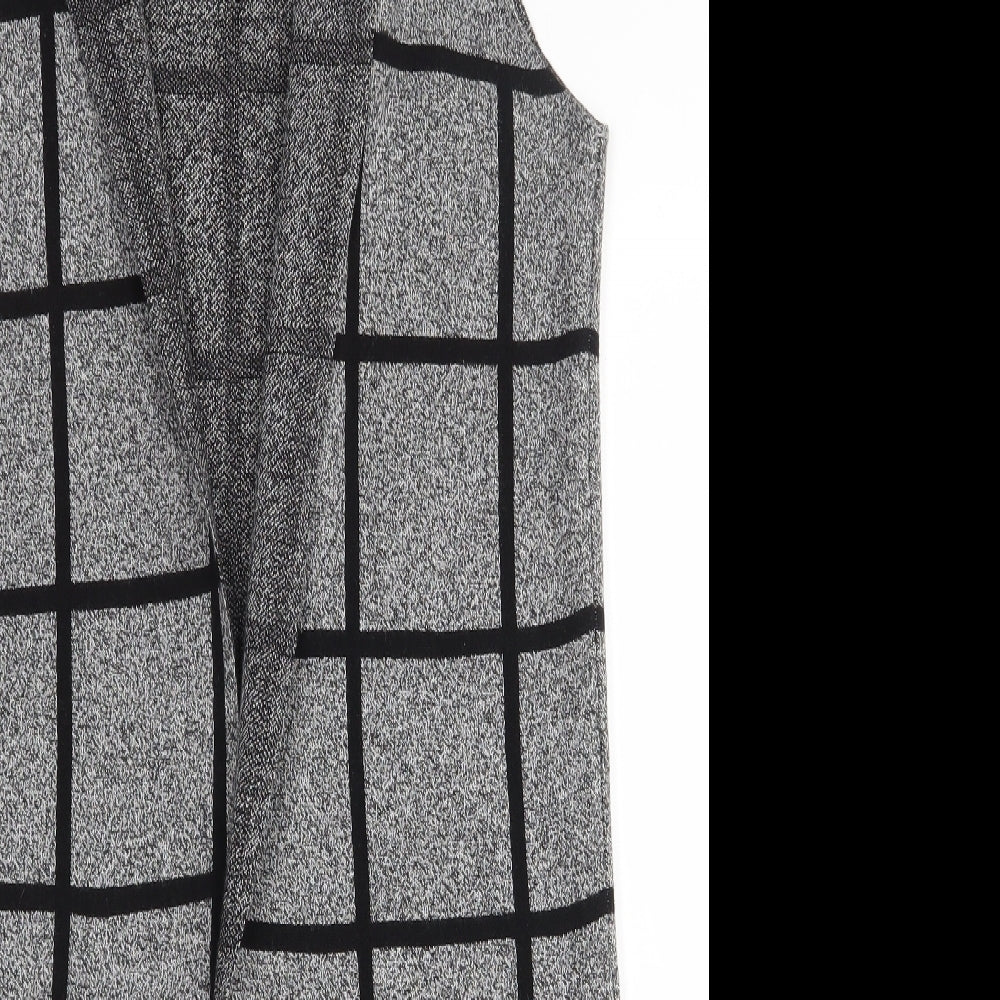Atmosphere Womens Grey V-Neck Geometric Cotton Cardigan Jumper Size S