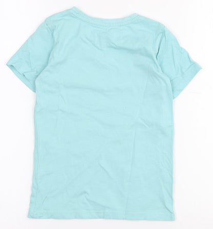 Dunnes Boys Blue  100% Cotton Pullover T-Shirt Size 3-4 Years Round Neck Pullover
