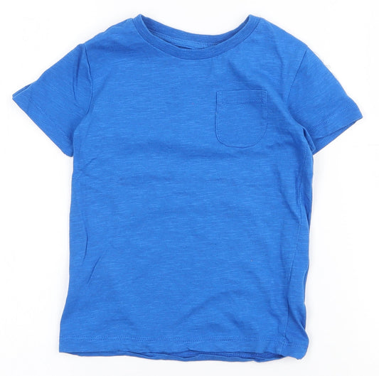 Dunnes Stores Boys Blue  100% Cotton Pullover T-Shirt Size 3-4 Years Crew Neck Pullover