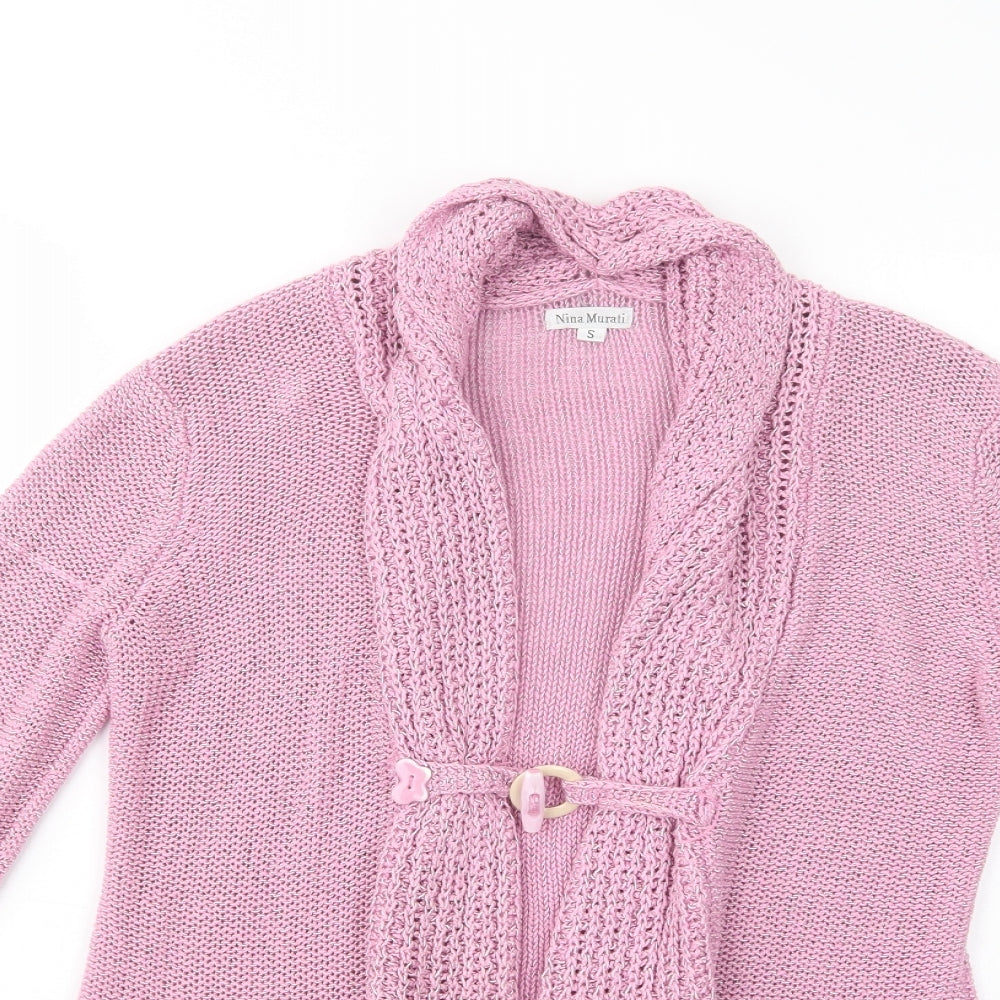 Nina Murati Womens Pink Collared  Acrylic Cardigan Jumper Size S