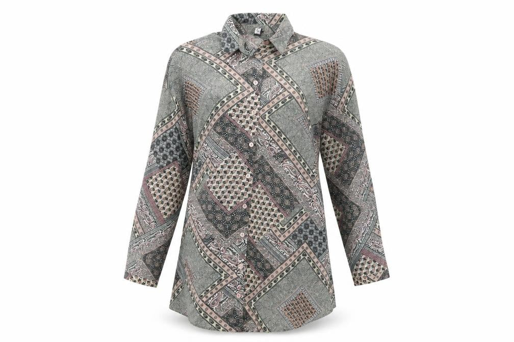 Influence Womens Multicoloured Paisley Polyester Tunic Button-Up Size 8 Collared