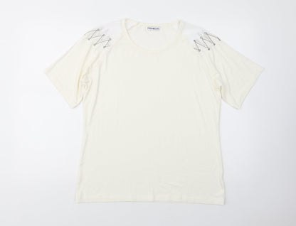 Paramour Womens Ivory  Polyester Basic Blouse Size M Crew Neck