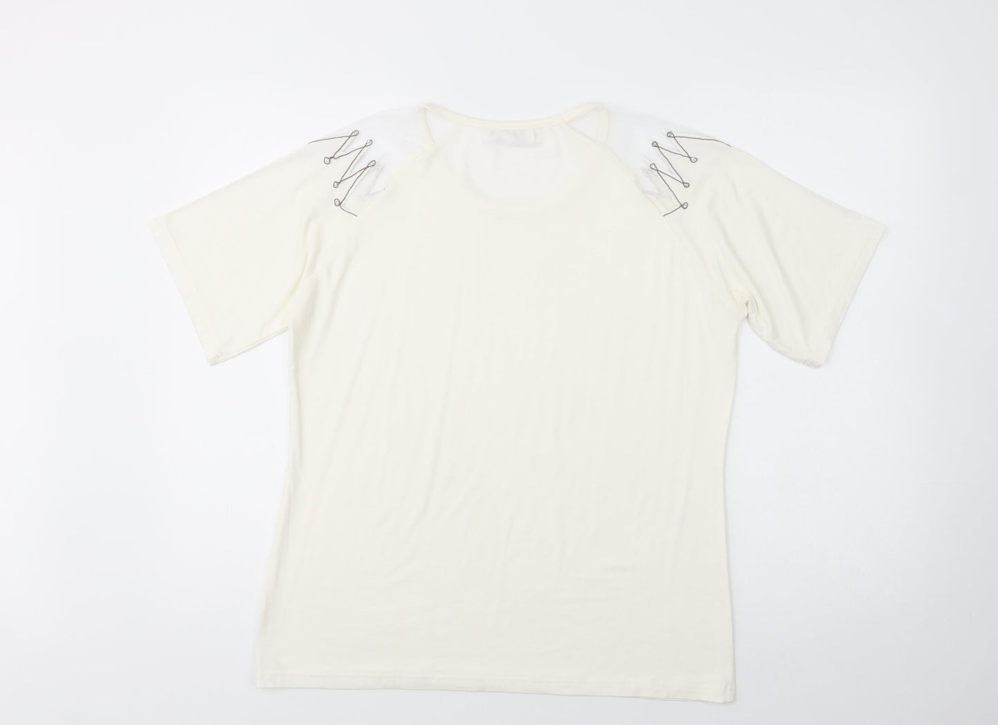 Paramour Womens Ivory  Polyester Basic Blouse Size M Crew Neck