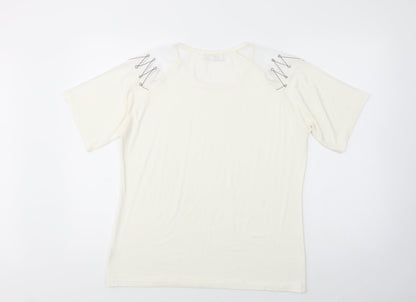 Paramour Womens Ivory  Polyester Basic Blouse Size M Crew Neck