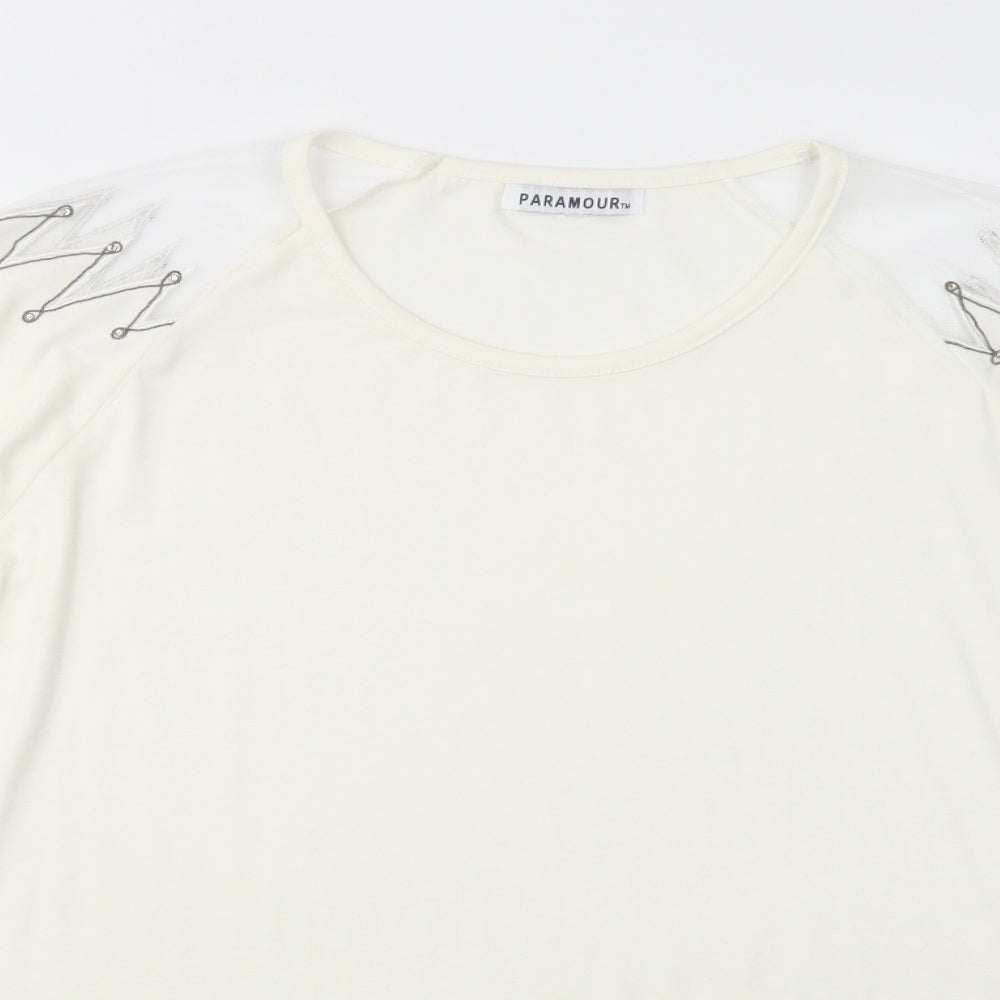 Paramour Womens Ivory  Polyester Basic Blouse Size M Crew Neck