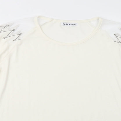 Paramour Womens Ivory  Polyester Basic Blouse Size M Crew Neck