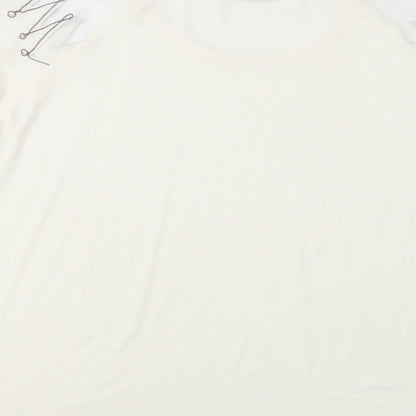Paramour Womens Ivory  Polyester Basic Blouse Size M Crew Neck