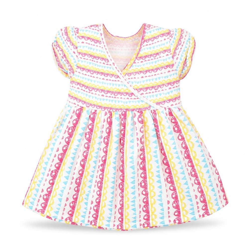 TU Baby White Geometric Cotton T-Shirt Dress  Size 18-24 Months  V-Neck Pullover