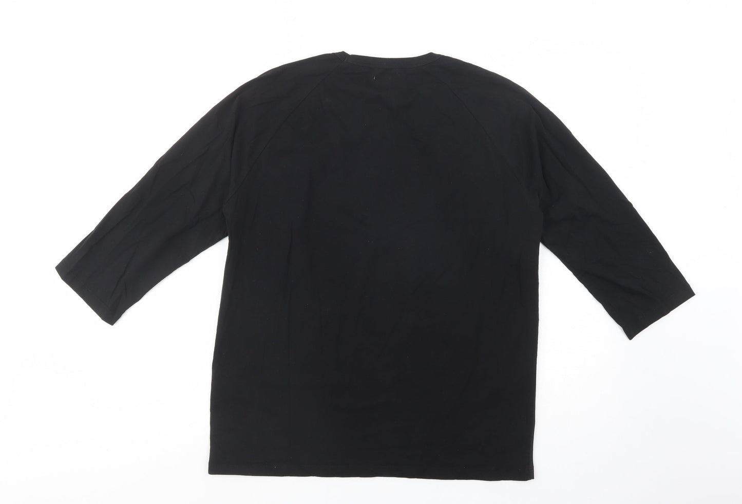 ASOS Womens Black  Cotton Basic Blouse Size L Crew Neck - Stars
