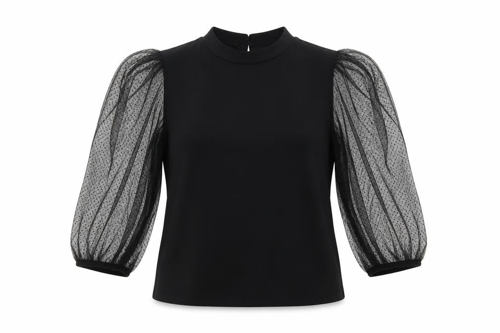 Mango Womens Black  Polyester Basic Blouse Size M Mock Neck