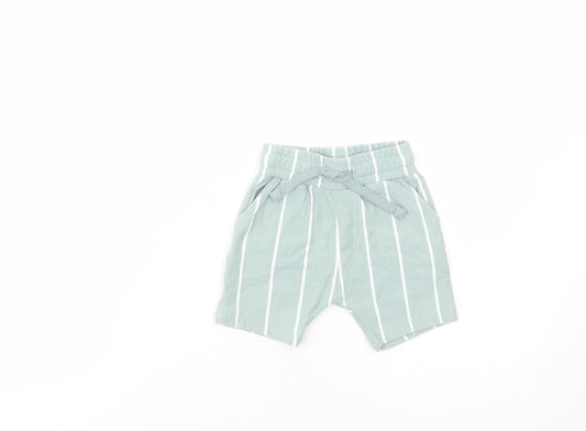 NEXT Baby Green Striped Cotton Cropped Trousers Size 6-9 Months  Drawstring