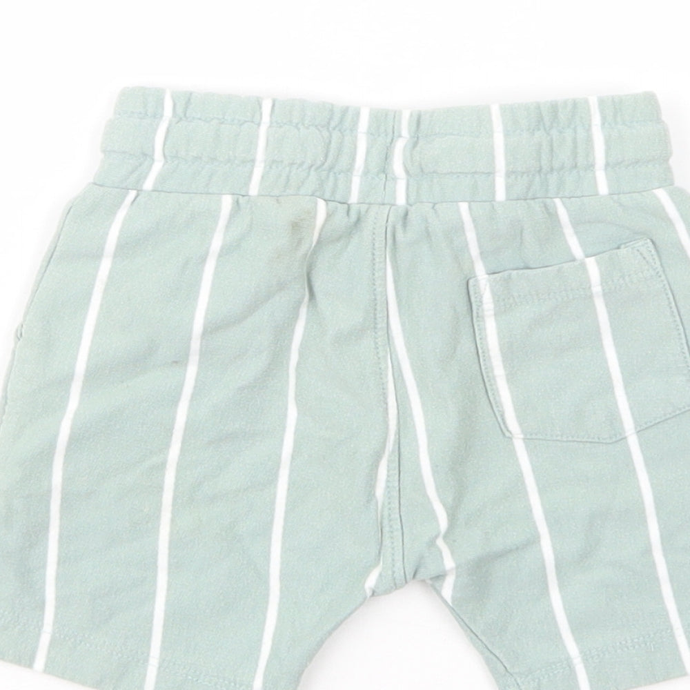 NEXT Baby Green Striped Cotton Cropped Trousers Size 6-9 Months  Drawstring