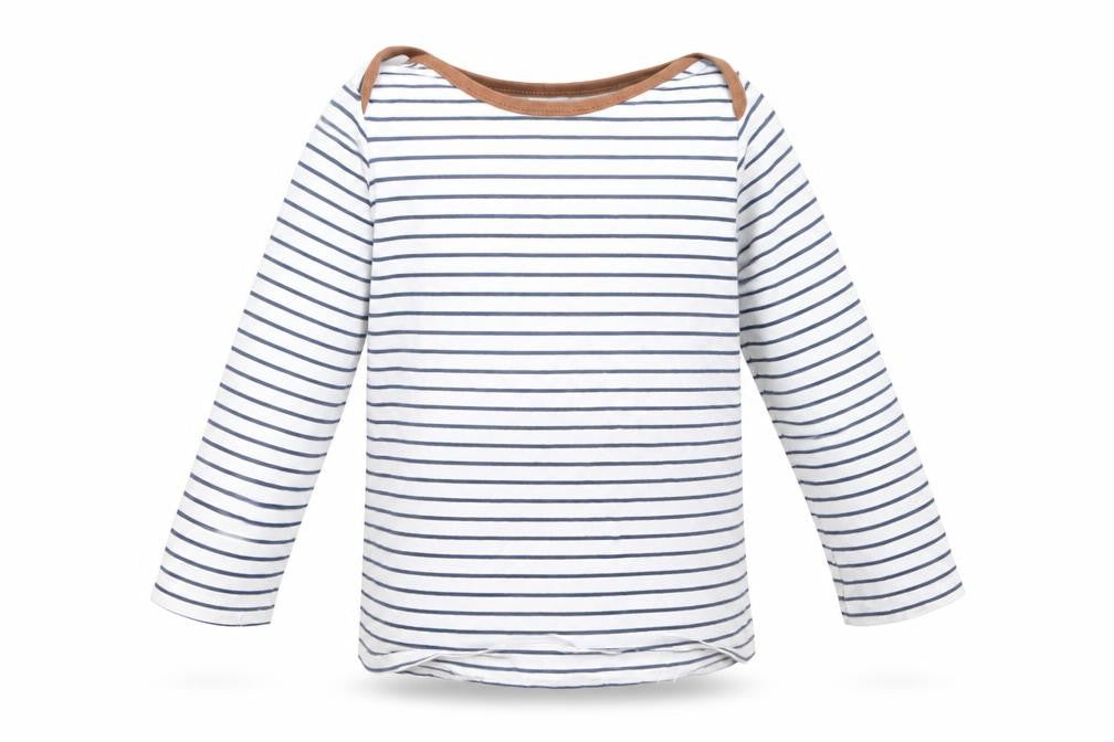 H&M Baby White Striped Cotton Basic T-Shirt Size 6-9 Months Boat Neck Pullover