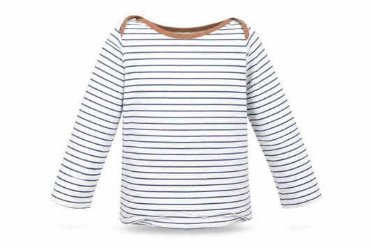 H&M Baby White Striped Cotton Basic T-Shirt Size 6-9 Months Boat Neck Pullover