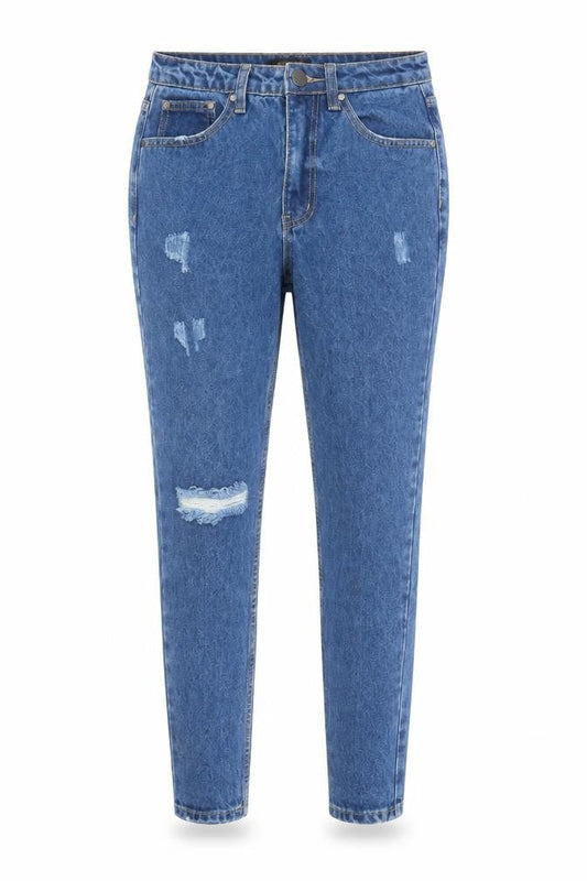 Misspap Womens Blue  Cotton Skinny Jeans Size 8 L31 in Regular Button