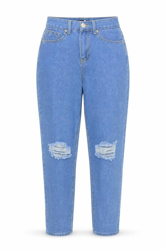 Boohoo Womens Blue  Cotton Mom Jeans Size 6 L30 in Regular Button