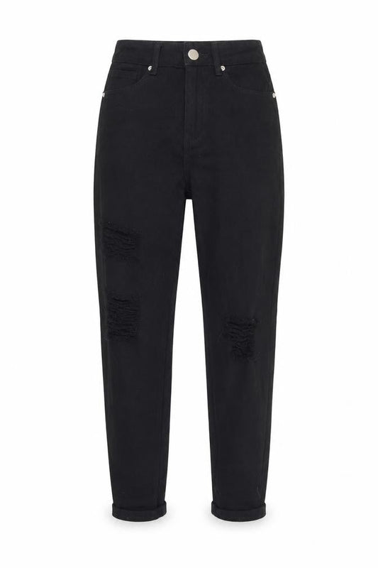 Boohoo Womens Black  Cotton Mom Jeans Size 6 L28 in Regular Button