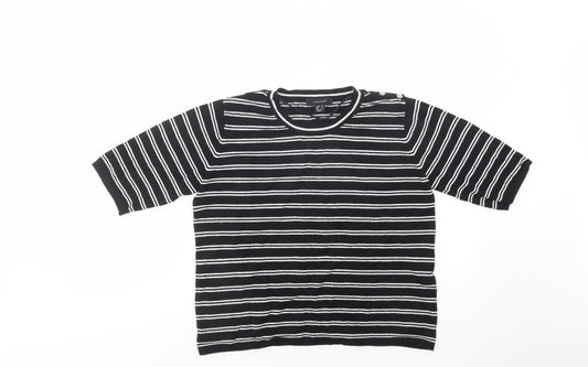 Atmosphere Womens Black Crew Neck Striped Viscose Pullover Jumper Size 18