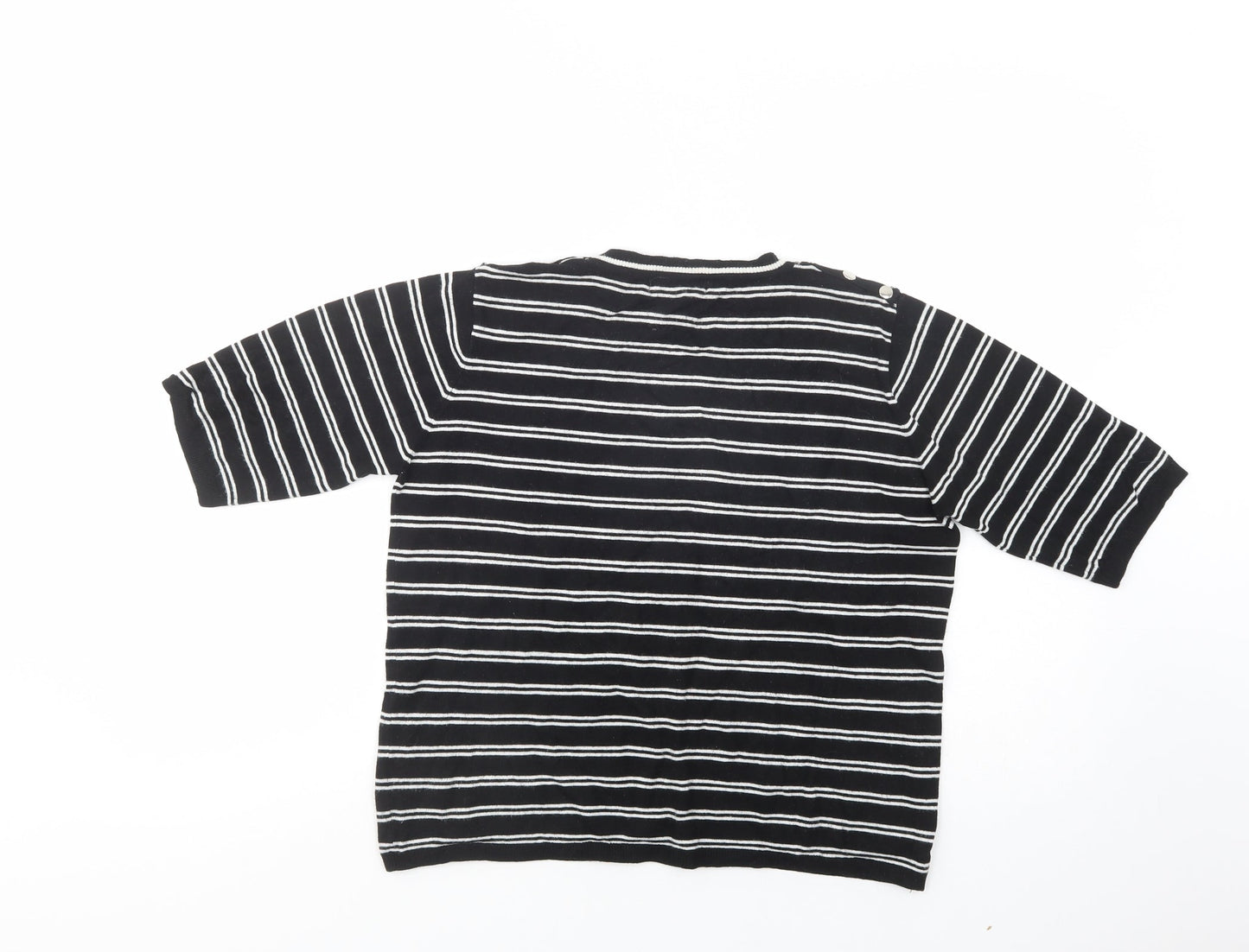 Atmosphere Womens Black Crew Neck Striped Viscose Pullover Jumper Size 18
