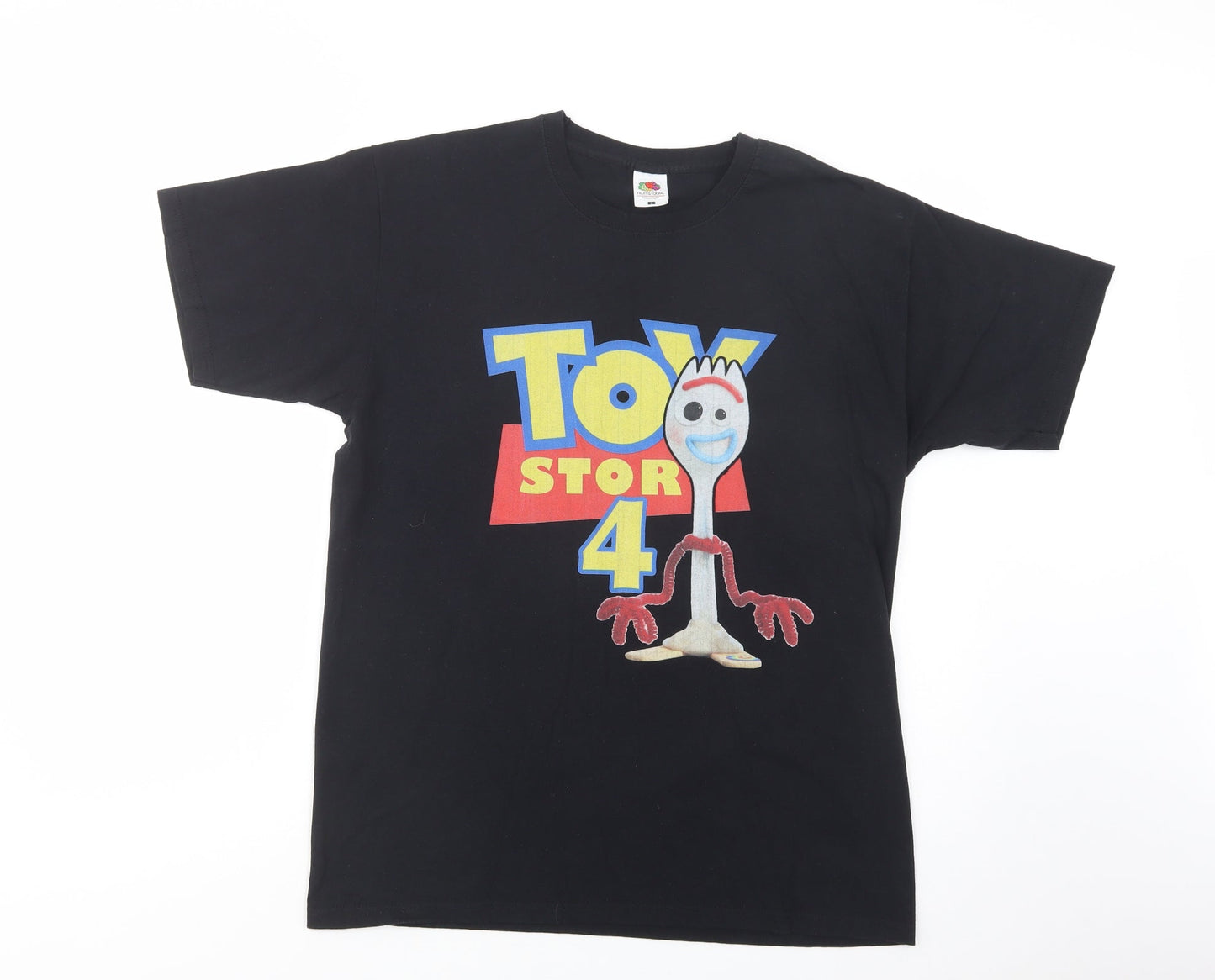 Fruit of the Loom Womens Black  Cotton Basic T-Shirt Size L Crew Neck - Toy Story 4