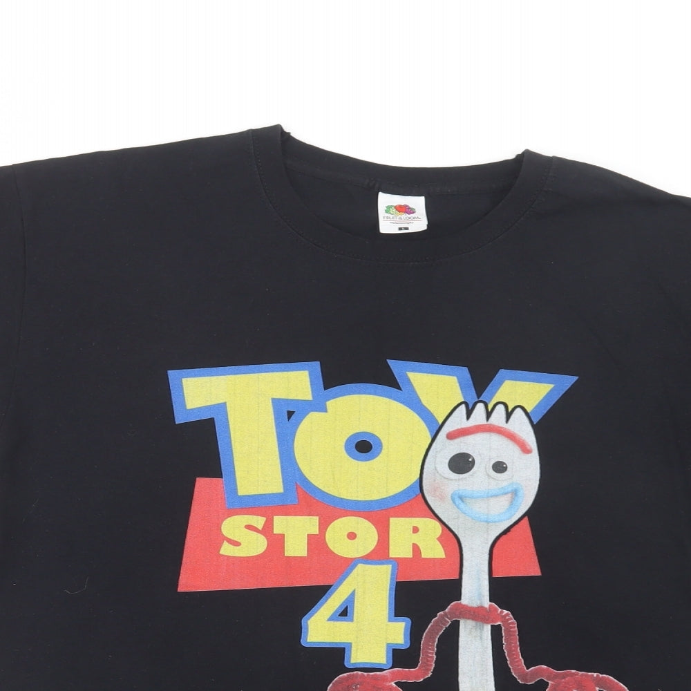 Fruit of the Loom Womens Black  Cotton Basic T-Shirt Size L Crew Neck - Toy Story 4