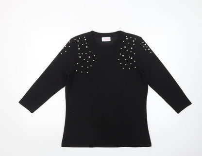 Preloved Savida Womens Black Crew Neck  Polyester Pullover Jumper Size L - Front