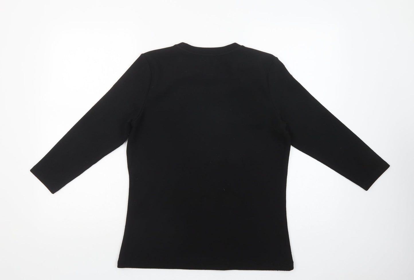 Savida Womens Black Crew Neck  Polyester Pullover Jumper Size L