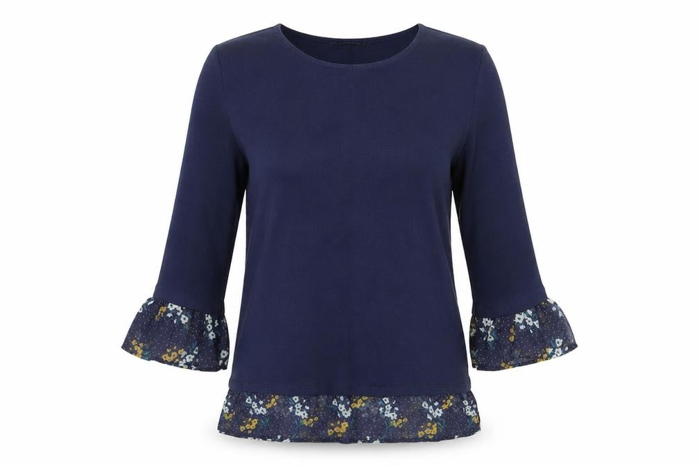 George Womens Blue Crew Neck Floral Polyester Pullover Jumper Size 8