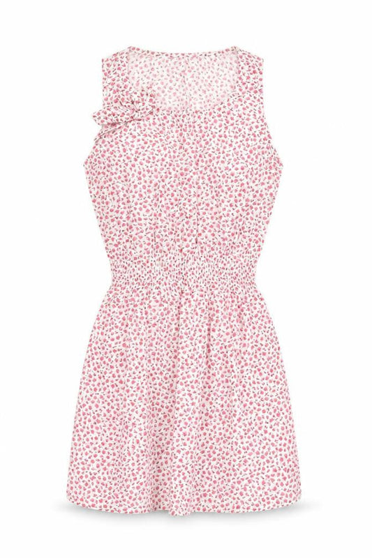 Couture Womens White Floral Cotton Fit & Flare  Size 10  Scoop Neck Pullover
