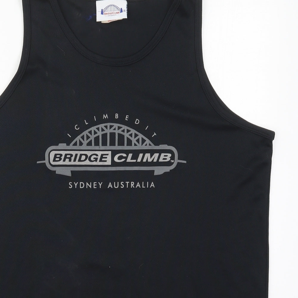 Bridge Climb Mens Black  Polyester  T-Shirt Size M Round Neck  - Bridge Climb Sydney Australia