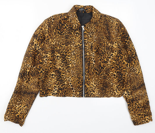 Preworn Womens Brown Animal Print  Jacket  Size M  Zip