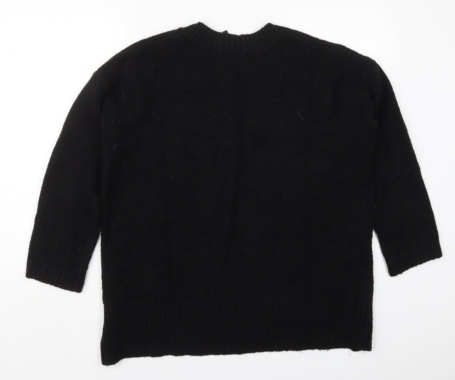 Capsule Womens Black V-Neck  Acrylic Pullover Jumper Size 12
