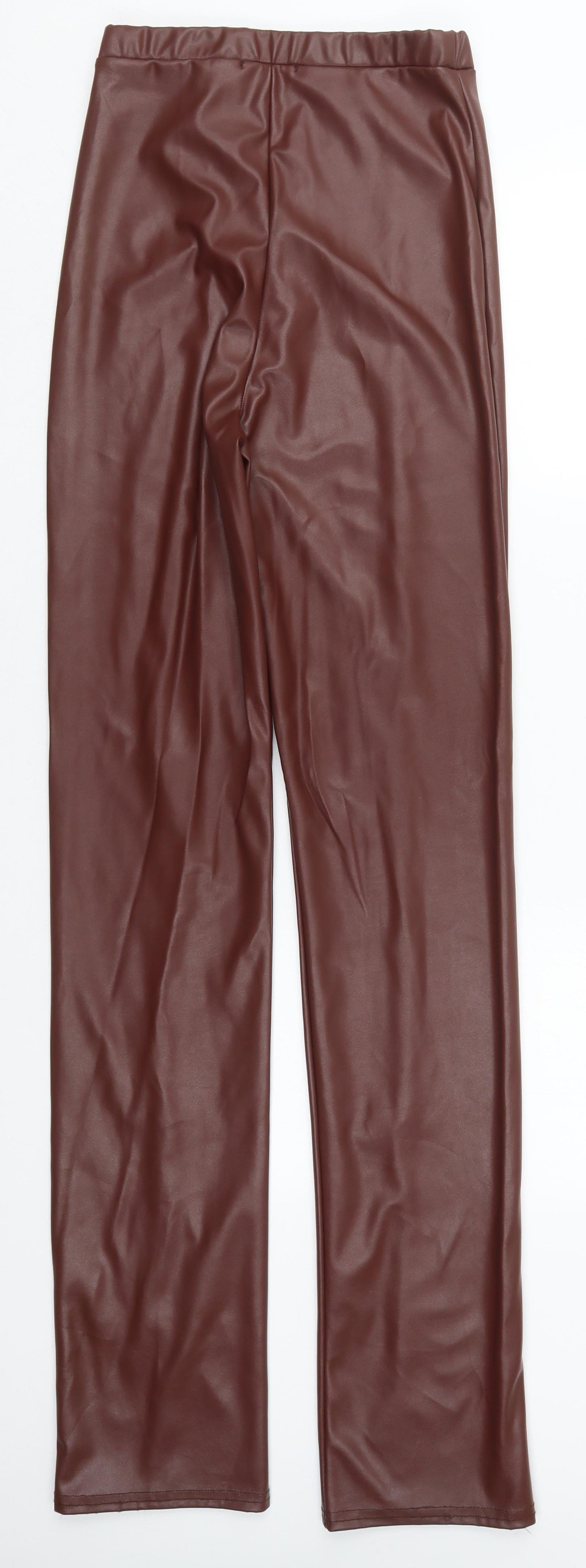 PRETTYLITTLETHING Womens Brown  Polyester Trousers  Size 6 L34 in Regular