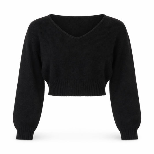 PRETTYLITTLETHING Womens Black V-Neck  Acrylic Pullover Jumper Size S