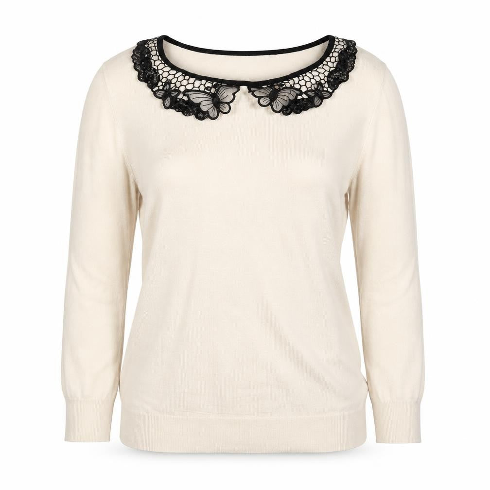 David Emanuel Womens Beige Collared  Viscose Pullover Jumper Size S