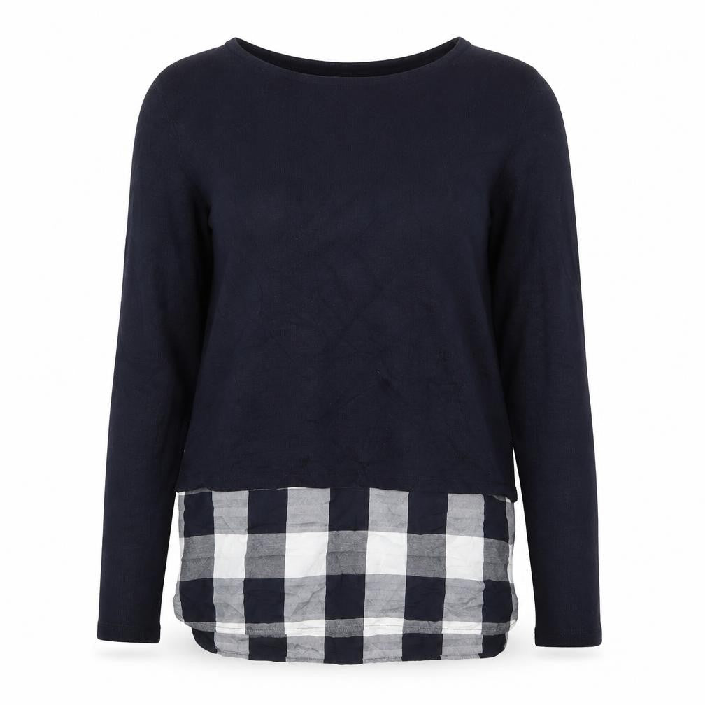 TU Womens Blue Round Neck Check Polyester Pullover Jumper Size 10