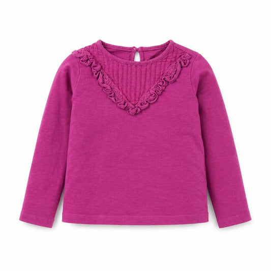 Dunnes Girls Pink  Cotton Basic T-Shirt Size 5-6 Years Round Neck Button