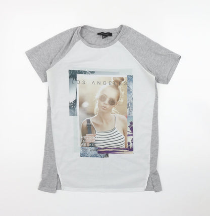 Atmosphere Womens Grey  Polyester Basic T-Shirt Size 4 Round Neck