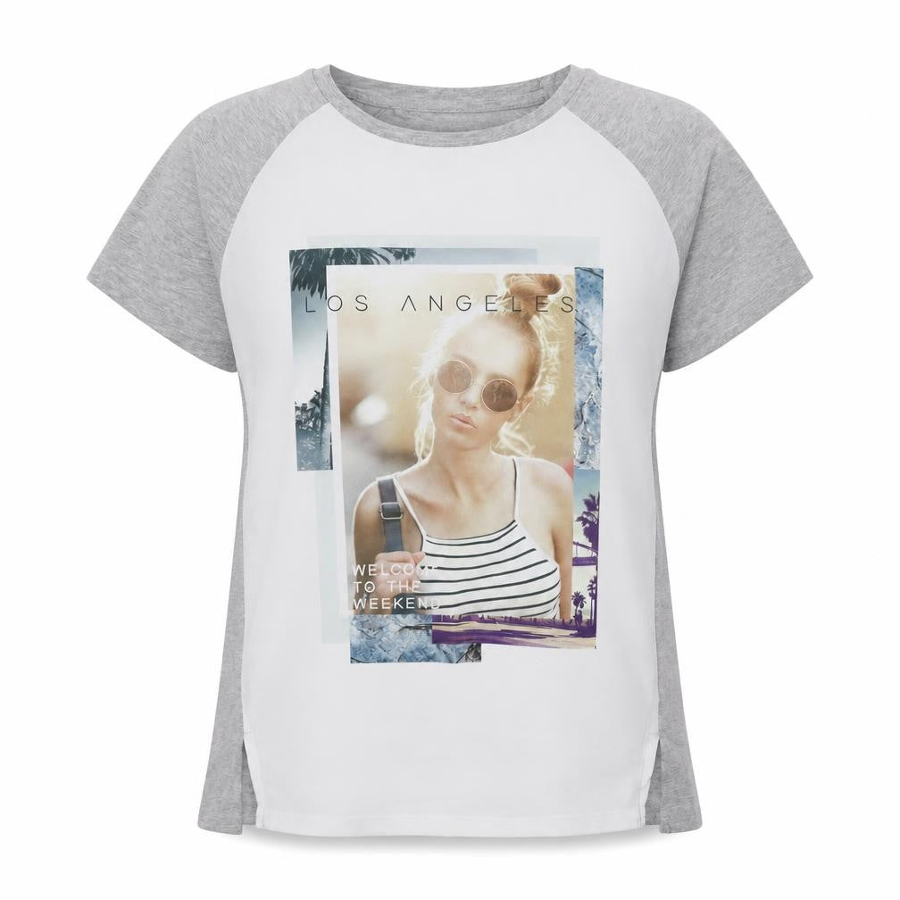 Atmosphere Womens Grey  Polyester Basic T-Shirt Size 4 Round Neck