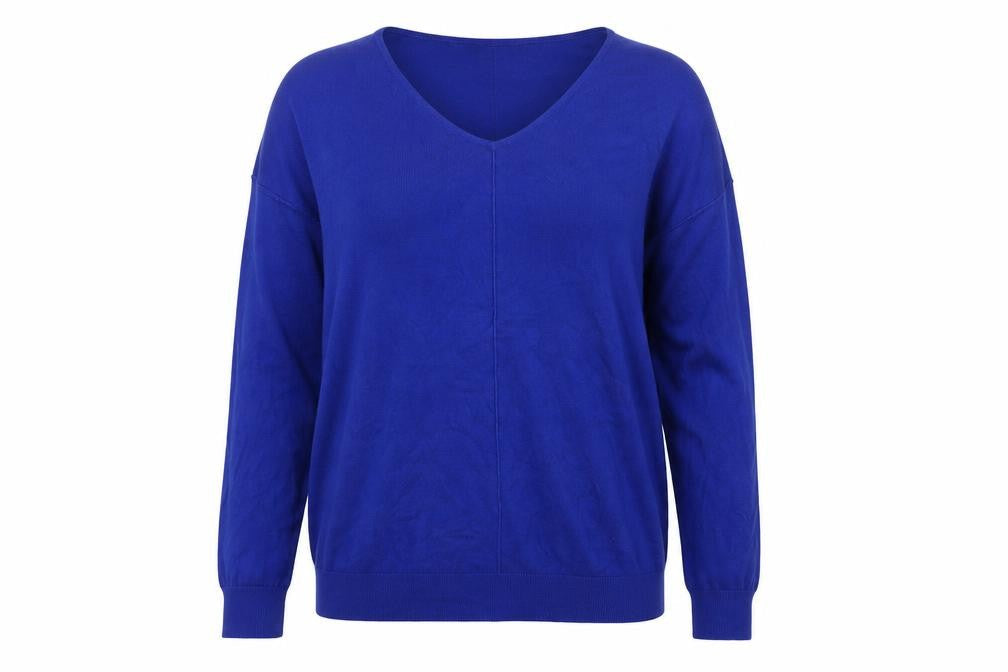 South Womens Blue V-Neck  Viscose Pullover Jumper Size 12