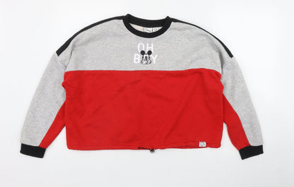 Preloved Primark Womens Red  Polyester Pullover Sweatshirt Size 6  Drawstring - Mickey Mouse - Front