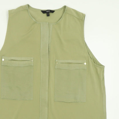Next Womens Green  Polyester Basic Tank Size 12 V-Neck