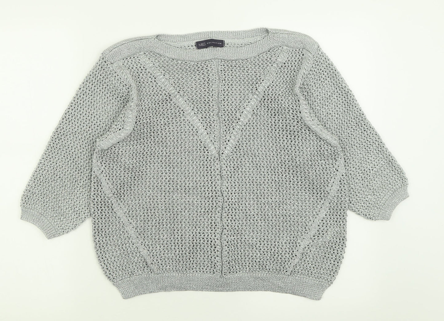 Marks and Spencer Womens Green Boat Neck  Polyester Pullover Jumper Size 14